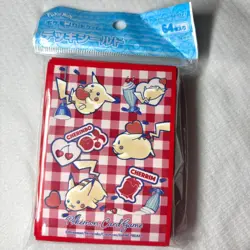 Pokemon Center Original Card Game Sleeve Red Pikachu and Hearts 64 sleeves - Image 1