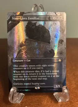 MTG Nine-Lives Familiar (Borderless) (Mana Foil) Foil Light Play Foundations FDN - Image 1