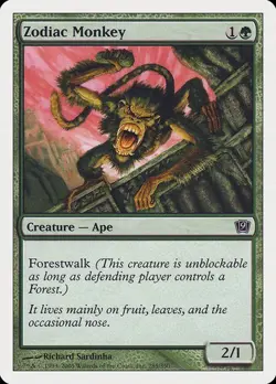 Zodiac Monkey NM/M 9th Edition Green Creature Ape Mtg Magic English Regular - Image 1