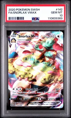 PSA 10 SNORLAX VMAX #142 2020 POKEMON SWORD & SHIELD FULL ART GEM MINT - Image 3