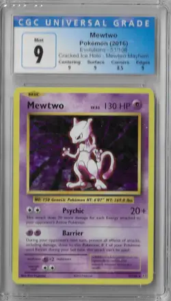 CGC 9 Mewtwo Cracked Ice Holo 51/108 Pokemon XY Evolutions Deck Exclusives Holo - Image 1