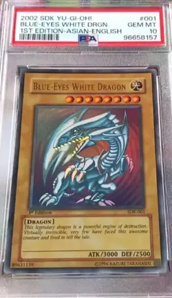 PSA 10 YuGiOh 2002 Blue-Eyes White Dragon SDK-001 1st Edition Asian English - Image 1