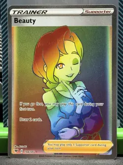 Beauty Trainer Full Art Secret Rare Rainbow Holo Card 194/185 Vivid Voltage NM - Image 1