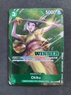 Bandai, One Piece, Okiku, OP01-035 R Winner Card, Promo, Alt Art, English - Image 1