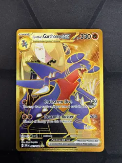 Pokemon TCG SV10 Destined Rivals Cynthia’s Garchomp EX #241/182 Hyper Rare Gold - Image 1