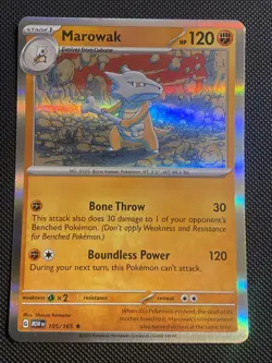 POKEMON TCG: MAROWAK 105/165 151 HOLO RARE CARD NM/M - Image 1