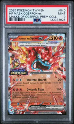 2025 POKEMON TWM EN-TWILIGHT MASQUERADE #040 HEARTHFLAME MASK OGERPON EX PSA 9 - Image 1