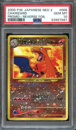 Pokemon 2000 Reverse Foil Charizard #006 Promo Neo 2 PSA 10 GEM MINT - Image 1