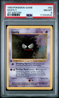1999 POKEMON BASE SET 1ST EDITION #50 GASTLY PSA 8 - Image 1