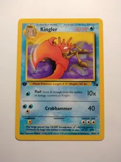 Pokemon TCG Kingler Base Fossil Set, 1st Edition Uncommon Card 38/62 - Image 1