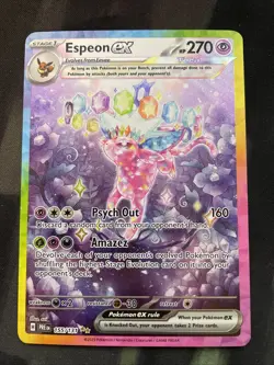 Espeon ex 155/131 Sv: Prismatic Evolutions Holo Pokemon Card Full Art Psychic - Image 1