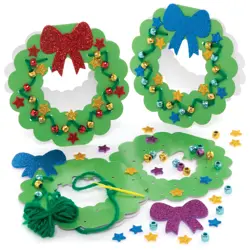 FE919 Christmas Wreath Threading Card Kits - Pack of 6, Make Your Own Christm... - Image 1