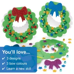 FE919 Christmas Wreath Threading Card Kits - Pack of 6, Make Your Own Christm... - Image 3