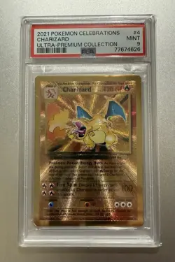 Pokemon TCG Charizard Gold Metal Celebrations Ultra Premium Card 4/102 PSA 9 - Image 1