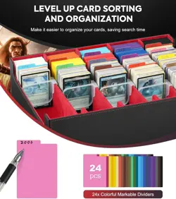 Trading Card Storage Box, 3800+ MTG Deck Box with 24 Colorful Dividers & 5 Card - Image 5