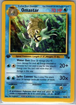 Omastar 1st Edition 40/62 Fossil - Pokemon Card - LP - Image 1