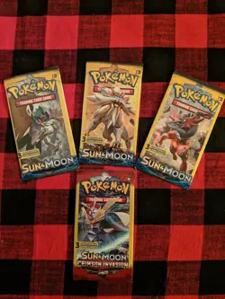 POKEMON SUN&MOON/TRADING CARDS 4 PACKS BRAND NEW/SEALED W/CRIMSON INVASION PACK - Image 1