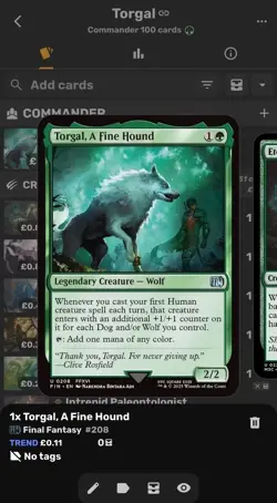 Custom (Torgal) 100 Card Sleeved Commander Deck - Image 1