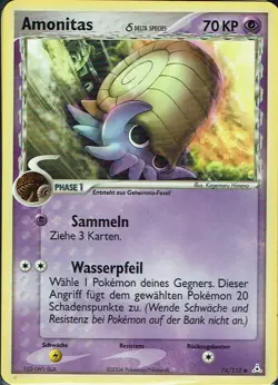 Pokemon Karte Trading Card Game Ex Holon Phantoms Nr. 74/110 Amonitas - Image 1