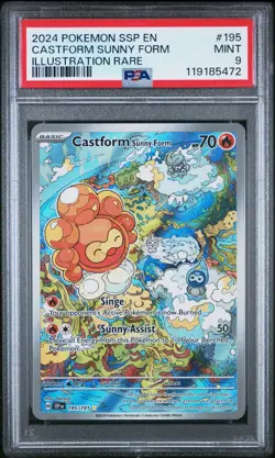 2024 POKEMON SSP EN-SURGING SPARKS ILLUSTRATION RARE CASTFORM SUNNY FORM PSA 9 - Image 1