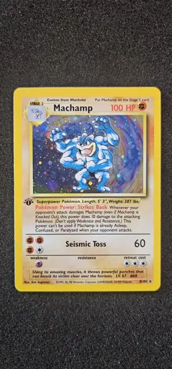 Pokemon TCG Machamp Holo 1st Edition #8/102 NM Condition Cosmos Holo - Image 1