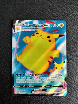 Pokemon TCG - Surfing Pikachu VMAX 009/025 Celebrations 25th Anniversary Holo - Image 1
