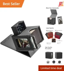 Card Deck Box for MTG Commander Faux Leather 100 Card Capacity Dice Tray - Image 1
