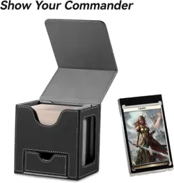 Card Deck Box for MTG Commander Faux Leather 100 Card Capacity Dice Tray - Image 4