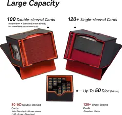 Card Deck Box for MTG Commander Faux Leather 100 Card Capacity Dice Tray - Image 5