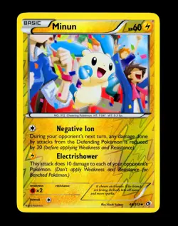 2013 Pokemon MINUN Legendary Treasures REVERSE HOLO Black & White Card 48/113 - Image 2