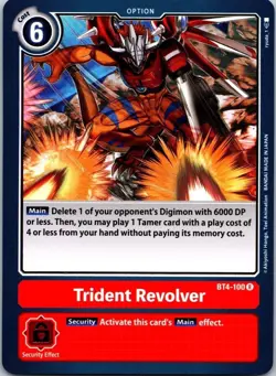 Trident Revolver BT4-100 Red Rare Option Digimon CCG Card - Image 1