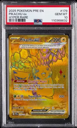 2025 POKEMON PRE EN-PRISMATIC EVOLUTIONS HYPER RARE #179 PIKACHU EX PSA 10 - Image 1