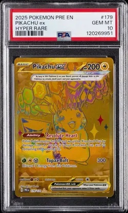 2025 POKEMON PRE EN-PRISMATIC EVOLUTIONS HYPER RARE #179 PIKACHU EX PSA 10 - Image 1