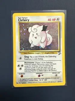 Pokemon TCG Clefairy Base Set 2 Holo Unlimited Rare Card 6/130 LP Condition - Image 1