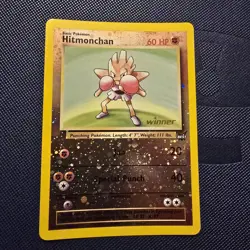 Pokemon Hitmonchan Winner Stamp WOTC Best Promo Holo Swirl # 2 NM Card - Image 1