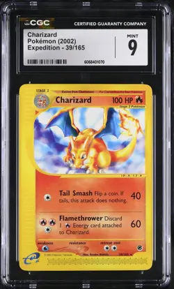CGC 9 MINT Charizard 2002 Expedition 39/165 Pokemon Card - Image 1