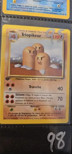 Pokemon FRENCH 1st Edition Base Set Dugtrio TRIOPIKEUR 19/102 Rare 1998 NM - Image 4