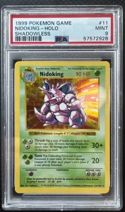 1999 Pokemon Nidoking Base Set Shadowless Holo Rare #11 PSA 9 Mint VINTAGE US - Image 1