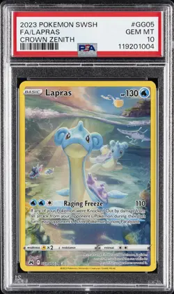 2023 POKEMON SWORD & SHIELD CROWN ZENITH #GG05 FULL ART/LAPRAS PSA 10 - Image 1