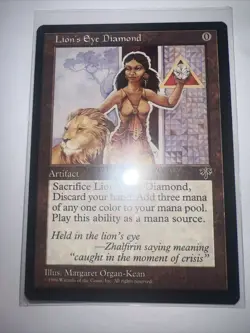 LION'S EYE DIAMOND MAGIC THE GATHERING MTG MIRAGE SET RARE TCG CARD 1996 VINTAGE - Image 2