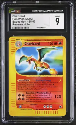 CGC 9 MINT Charizard 2002 Expedition 6/165 Reverse Holo Pokemon Card - Image 1