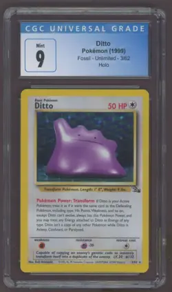 Ditto 3/62 Fossil Holo Rare Pokemon Card CGC 9 - Image 1