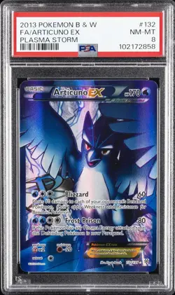 2013 POKEMON B&W PLASMA STORM #132 FULL ART/ARTICUNO EX PSA 8 - Image 1