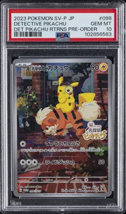 2023 POKEMON JAPANESE SV-P PROMO #098 DETECTIVE PIKACHU PSA 10 - Image 1