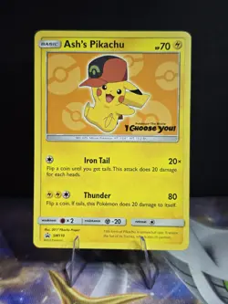 Ash's Pikachu SM110 Non-Holo Promo Pokemon the Movie - Image 1