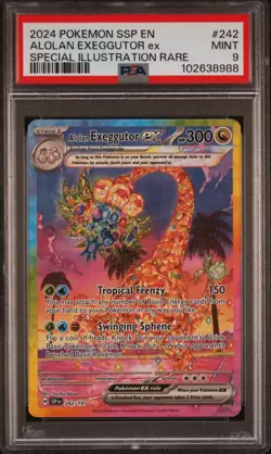 Pokemon Alolan Exeggutor ex 242/191 Sv08: Surging Sparks Holo SIR PSA 9 - Image 1
