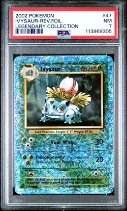 2002 POKEMON LEGENDARY COLLECTION 47 IVYSAUR-REVERSE FOIL NEAR MINT PSA 7 - Image 1