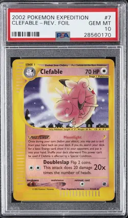 2002 POKEMON EXPEDITION #7 CLEFABLE-REVERSE FOIL PSA 10 - Image 1