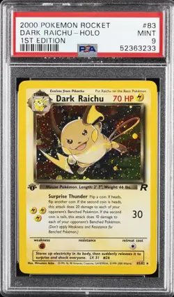 2000 POKEMON ROCKET 1ST EDITION #83 DARK RAICHU-HOLO PSA 9 - Image 1