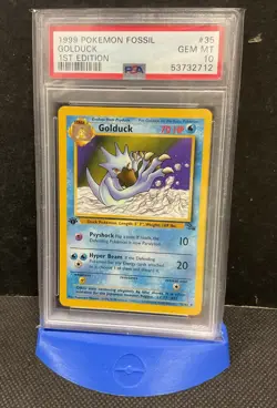 1999 POKEMON FOSSIL Card #35 GOLDUCK 1ST EDITION PSA 10 GEM MINT Vintage WOTC RC - Image 1
